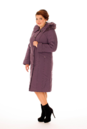 Женское пальто из текстиля с капюшоном, отделка песец 8015981