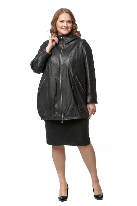 Женская кожаная куртка из натуральной кожи с капюшоном 8019070