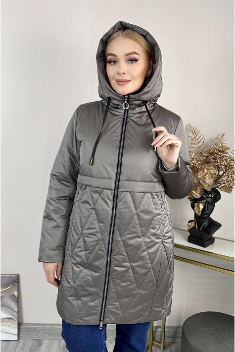 Женское пальто из текстиля с капюшоном 8024088